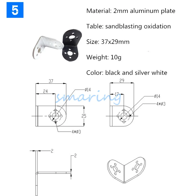 

DIY Aluminum Alloy Black Servo Brackets Serial Bus Servo / Dual-axis Digital Servo for DIY Bionic Robot Joint Robotic Arms