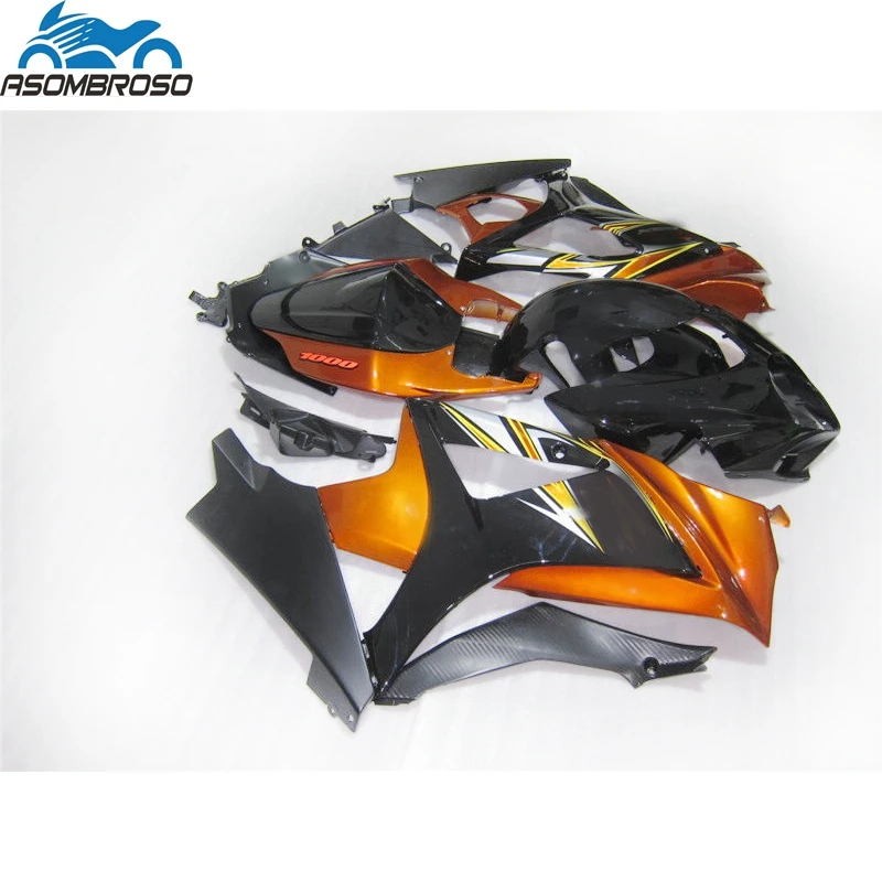 Комплект обтекателей для SUZUKI K7 GSXR 1000 2007 2008 черно-оранжевые пластиковые гоночные