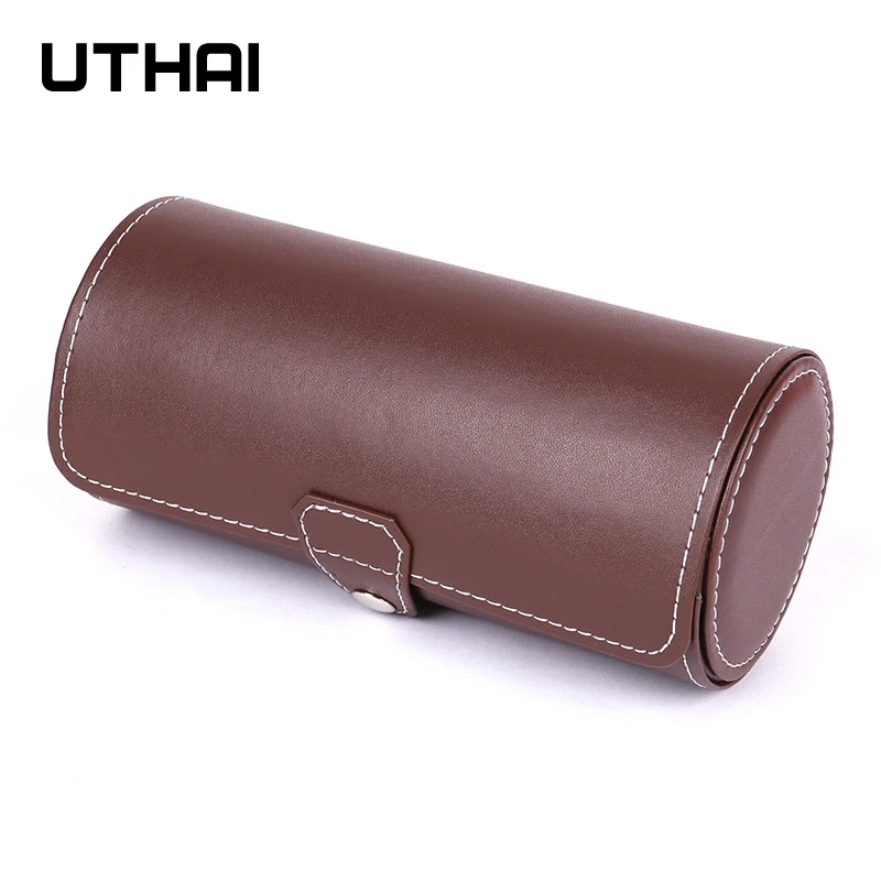 UTHAI U02 коробка для часов из искусственной кожи 3 битная цилиндрическая