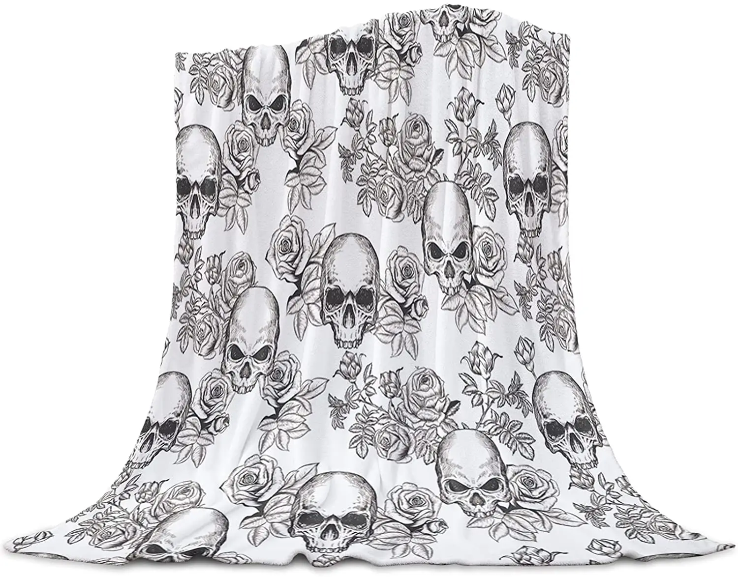 

Flannel blanket and sofa bed, Halloween skull shower curtain rose skull scary eyes