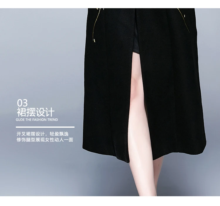 Women's New Wool Coat European Women Plus size autumn winter Runway Embroidery wool Maxi overcoat Parka Maxi Coats C3591