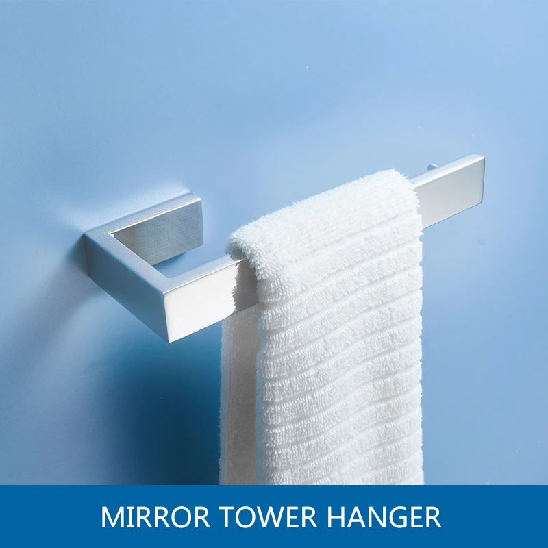 Fapully 304 Stainless Steel 4pcs/Kit Brushed Wall Mount Towel Bar Cloth Hook Paper Holder Bathroom Accessories Sets Hardware - Цвет: Mirror Towel Hanger