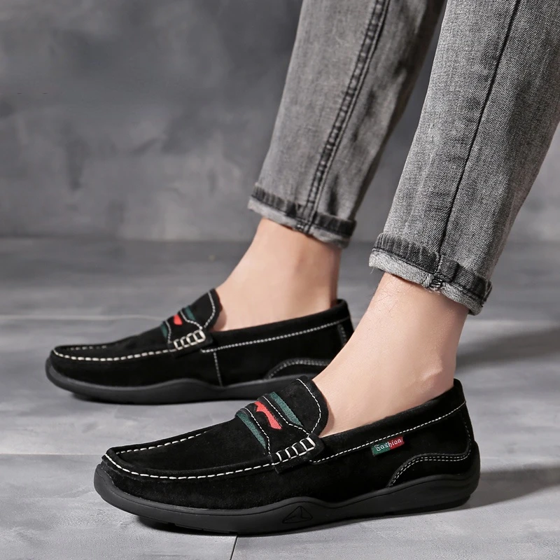 

Chinese Men Fashion Spring and Autumn Round Head Suede Cuff Low Heel Classic Leisure and Comfortable Business Lefu Shoes 8KH516