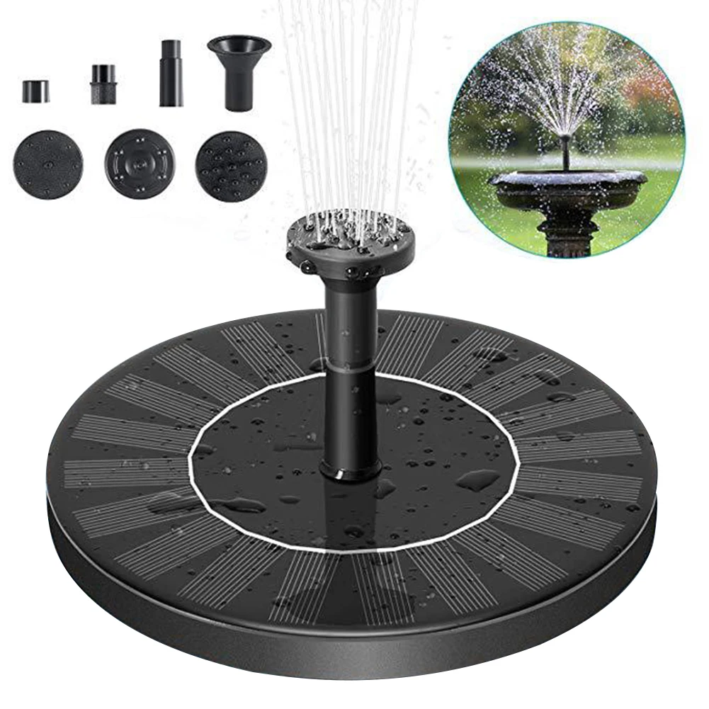 

Solar Fountain Pump Round Bird Bath Fountain Water Pump Kit for Pond Pool Garden #W0
