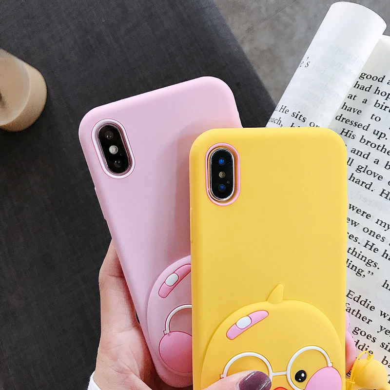 3D Cartoon Cute Glasses Duck Soft Silicone Back Cover For iPhone 6 6s Plus X XR Xs Max 7 8 Phone Cases Fundas Coque Capa |