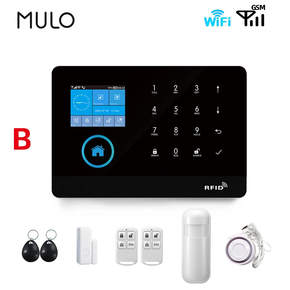 

MULO New Wifi GSM Alarm System 433MHz Smart Life with Motion Detector Remote Control 9 Languages Wireless Home