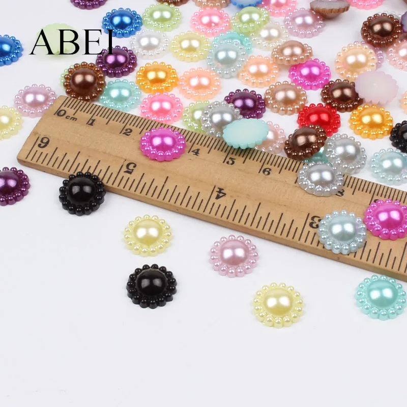 Полукруглые жемчужные бусины с плоской задней стороной 12 мм 100 шт.|Бусины для