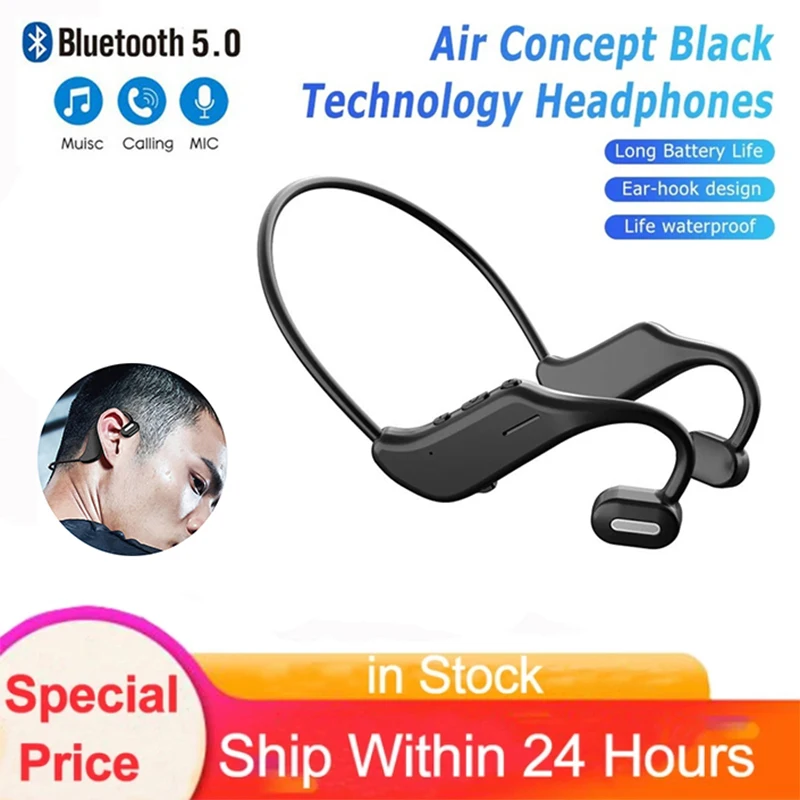 

TWS Wireless Bluetooth Bone Conduction Earphones Stereo Surround Music Headset Waterproof Sports Gaming Earbuds With Microphone
