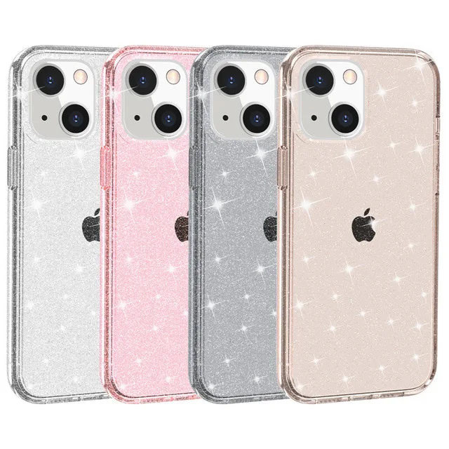 

Transparent Glitter Bling Case For iPhone 13 12 11 Pro Max 13 Mini XS Max XR X 6s 7 8 Plus Slim Sparkly Phone Cover for girls