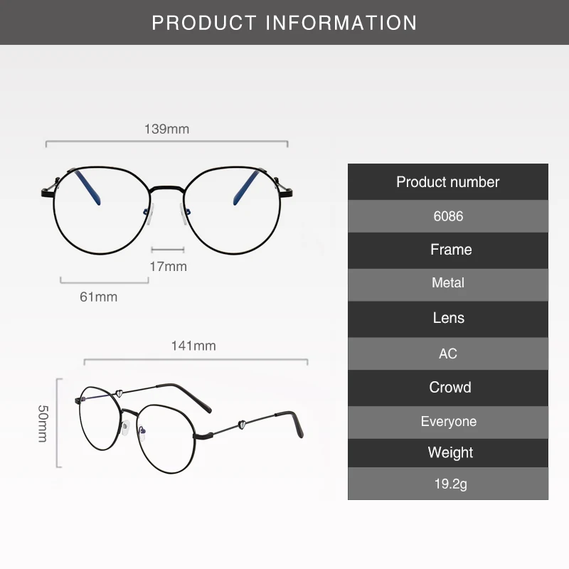2020 New Panda Love Glasses Frame Fashion Trend Round Anti-blue Light Eyeglass Finished Myopia Reading | Аксессуары для одежды