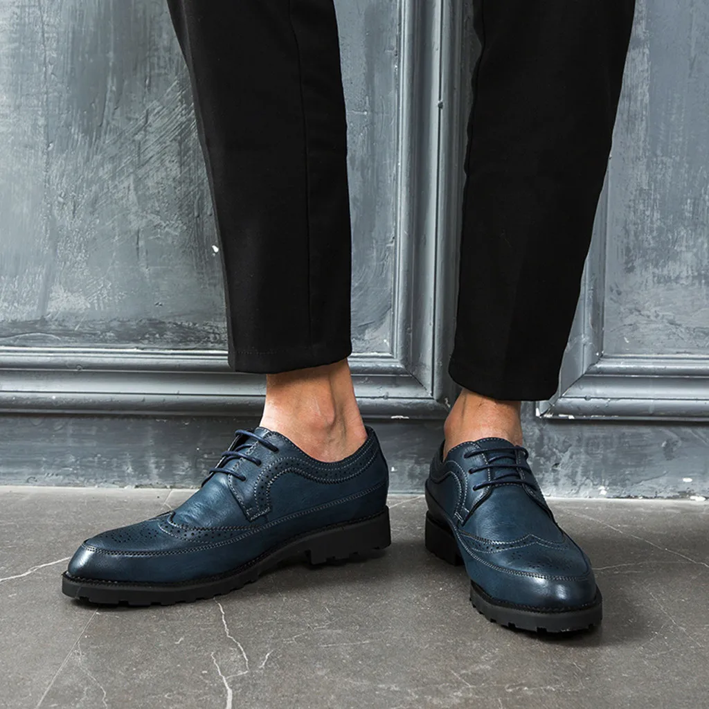 

New Man Bussiness Shoes Fashion Pu Leather Office Formal Shoes Men Classic Party Wedding Lace Up Flats Shoe Men's Dressing Shoes