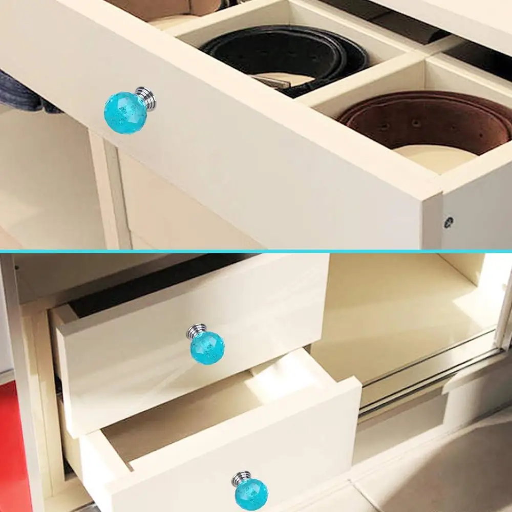 Мебельной дверцы ручка синего цвета с украшением в виде кристаллов пузырь