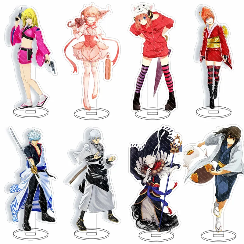 Anime Figure Acrylic Stand Model Toy  Gintama keychain Sakata Gintoki Shimura Shinpachi Kagura Sadaharu cute Fun Cartoon