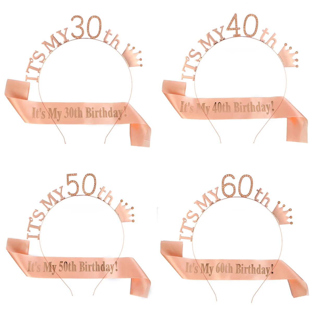 

It's My 30th 40th 50th 60th Birthday Crown Tiara Sash Set for Women Happy Birthday Queen Party Decoration Gifts Supplies