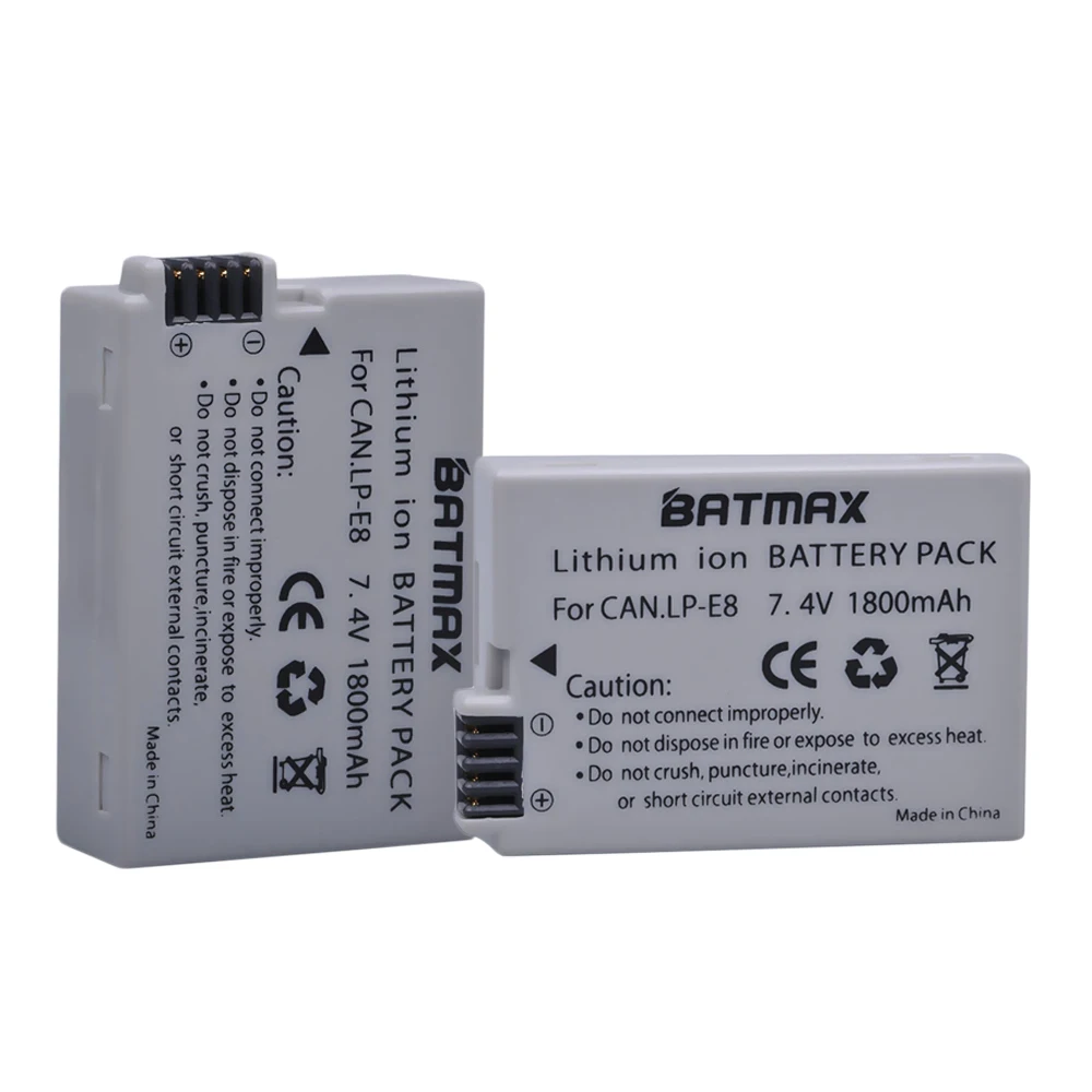 Аккумулятор для фотоаппарата Batmax 3pcs LP E8 + двойное зарядное устройство USB Canon EOS 550D