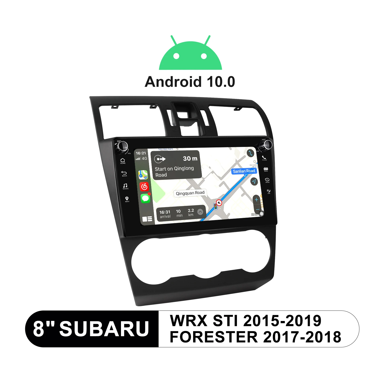 구매 8 인치 헤드 유닛 안드로이드 10 자동차 라디오 스테레오 멀티미디어 플레이어, 스바루 WRX STI 2015-2019 포레스터 2017-2018 무선 카플레이