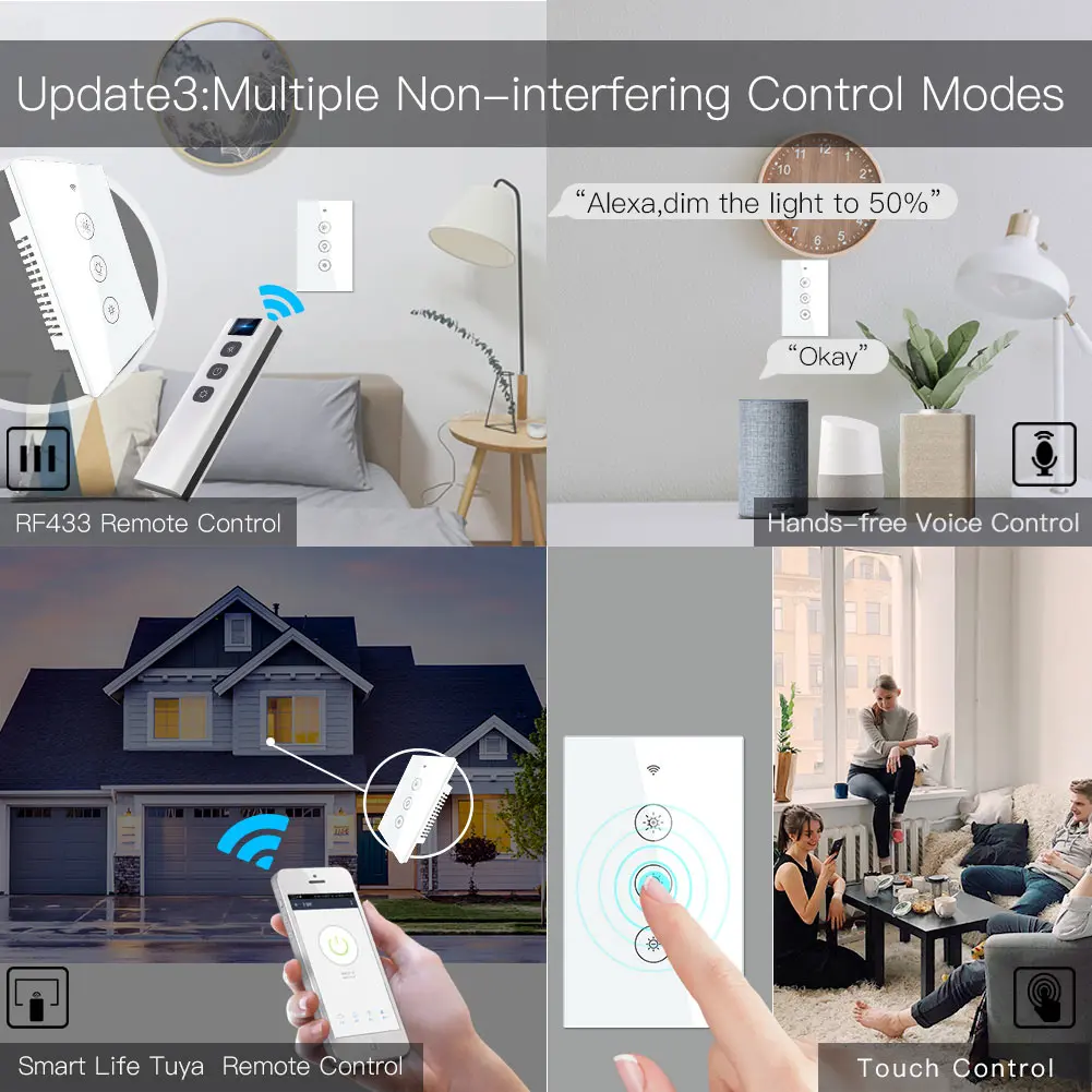 MoesHouse Wi-Fi Смарт диммер светильник переключатель приложение Дистанционное