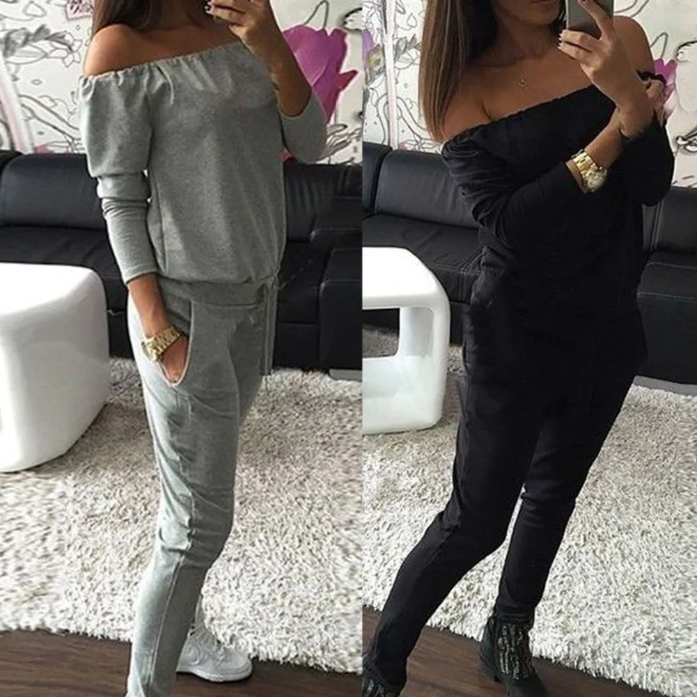 Женский спортивный костюм из двух предметов теплый однотонный свитшот с длинным