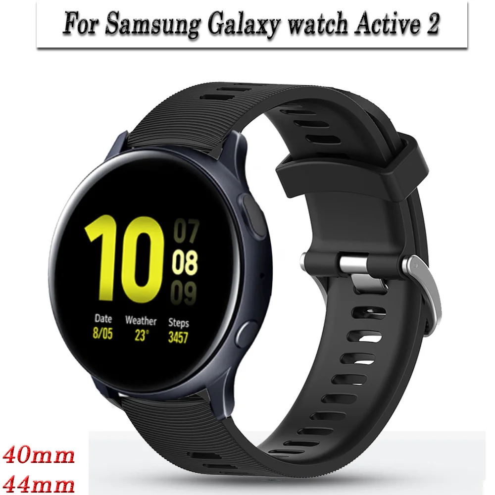 

For Samsung Galaxy Watch Active 2 40mm 44mm Band Slicone Watchbands Replacement Active2 20mm Watch Strap Bracelet Wristband Belt