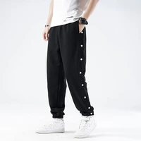 pants streetwear cotton spring and summer sports loose full open button double breasted casual basketball 2021 college trend