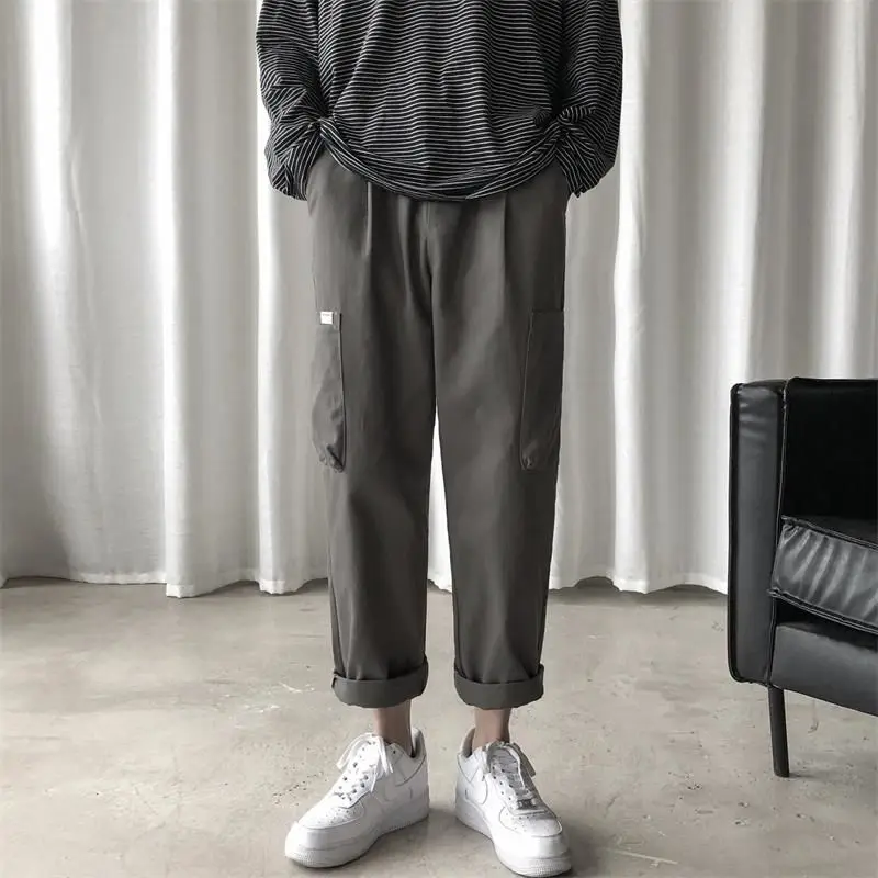 Новинка лета 2020 корейский тренд мужские уличные укороченные штаны с большими