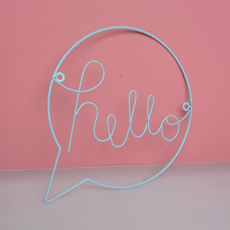 blue Скандинавский стиль Железный Знак Hello Настенная картина в детскую украшение для детской комнаты декор прихожей знак Добро пожаловать знак стены Искусство настенные дропшиппинг - Цвет: blue