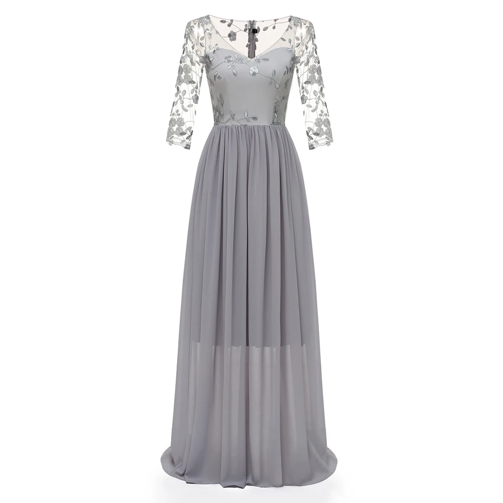Женское вечернее Макси-платье плюс размер элегантная Цветочная вышивка Vestidos