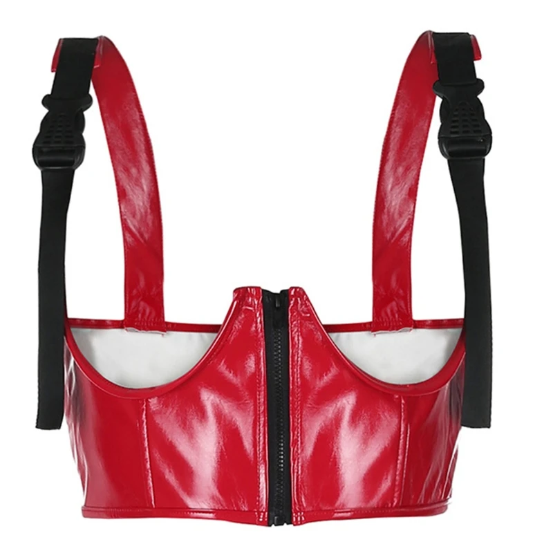 

Women Push Up Bustiers Corset Underbust Gothic PU Leather Crop Tops Waist Corset