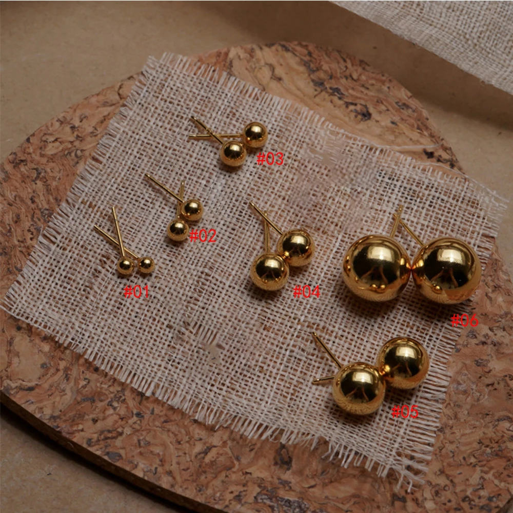 

1Pair Korea Earrings Fashion Vintage Simple Metal Geometric Chain Round Ball Bead Gold Color Small Stud Earring Jewelry Gifts