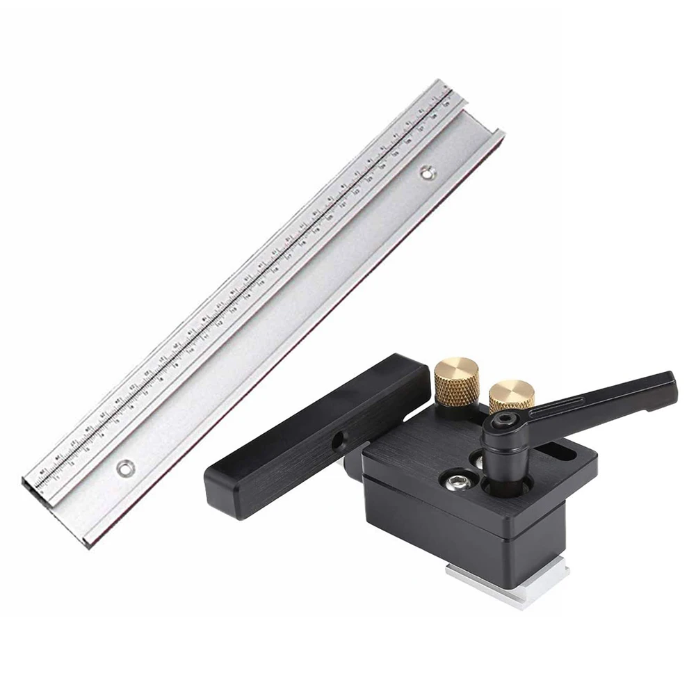 

45 Chute Limiter T Track Stopper with Scale Aluminum Alloy T-tracks Slot Miter Track Woodworking Saw Table DIY Manual Tools