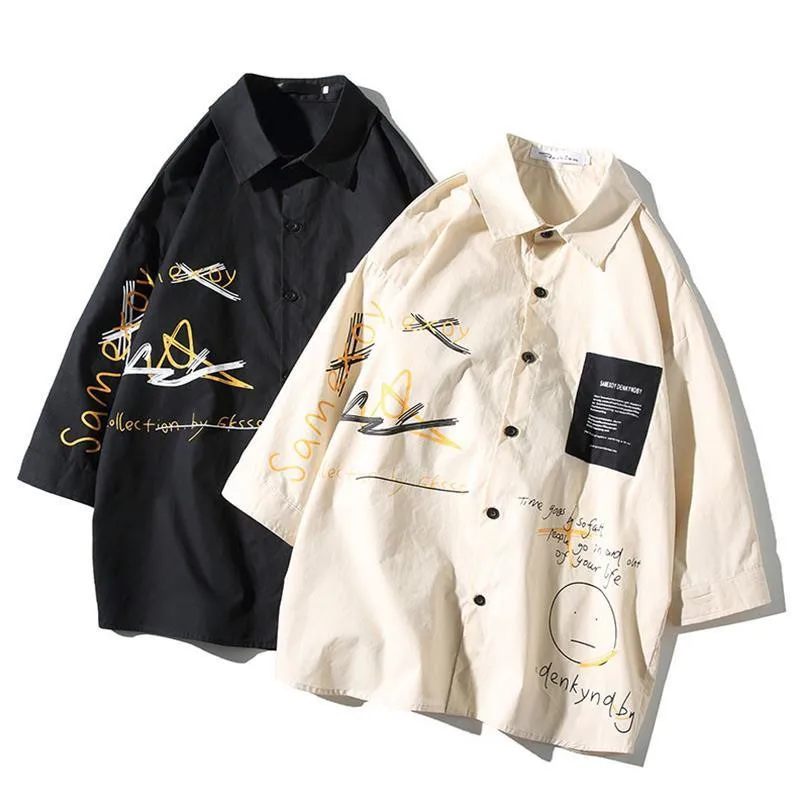 Рубашка мужская в стиле хип-хоп модная Повседневная Блузка Корейском смешная