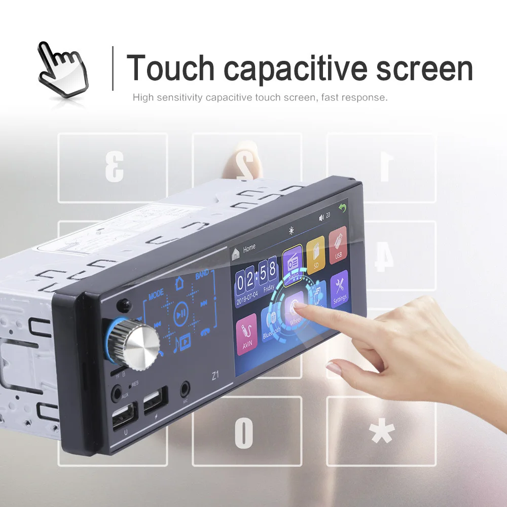 4 1 touch screen car audio radio mp3 mp5 dvd player 1din stereo steering wheel control 7colors backlight automotive accessories free global shipping