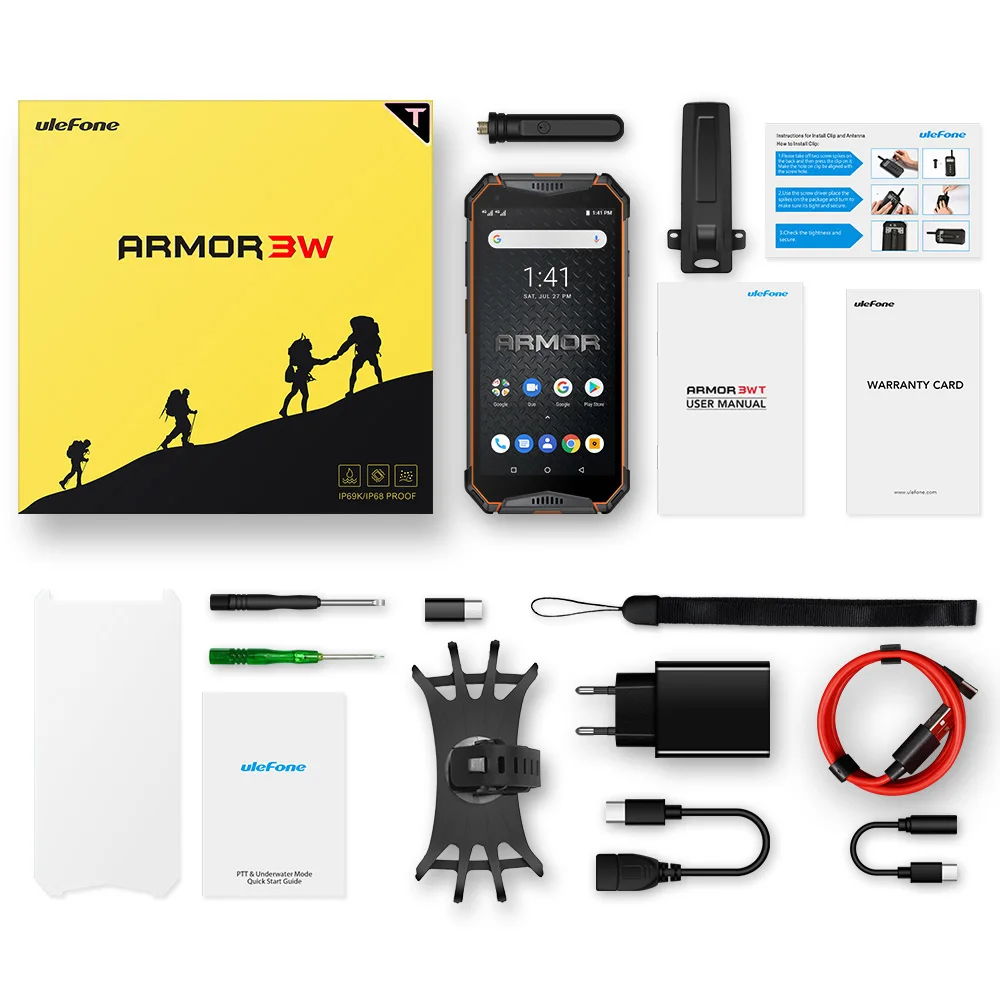 Рация Ulefone Armor 3WT прочный мобильный телефон экран 5 7 дюйма 6 ГБ + 64 10300 мАч 21 МП NFC Android