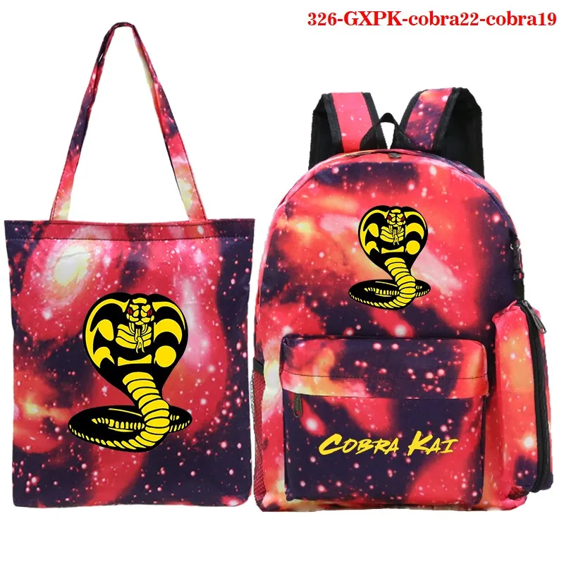 

high school bags for teenage girls large school backpack female travel laptop backpack cobra kai print bookbag+pen bag+tote