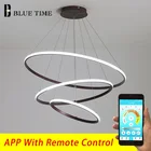 Современные светодиодный ные люстры для гостиной, столовой, спальни, белые круглые кольца, внутреннее освещение, подвесные светильники, люстра