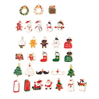 cute cartoon christmas snowman gifts tree charms gold color metal multicolor enamel pendants diy making earrings jewelry10pcs