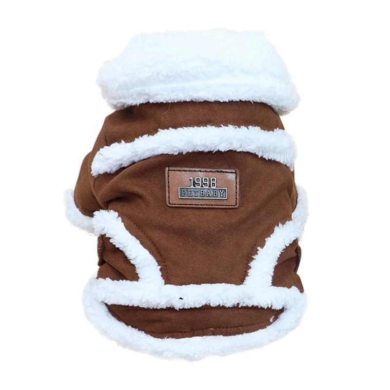 coffee Pet зимняя одежда для собаки одежда Nordic Стиль, из искусственной замши, флисовая куртка теплая собачья 2 брюки с широкими штанинами пальто собаки Костюмы - Цвет: coffee