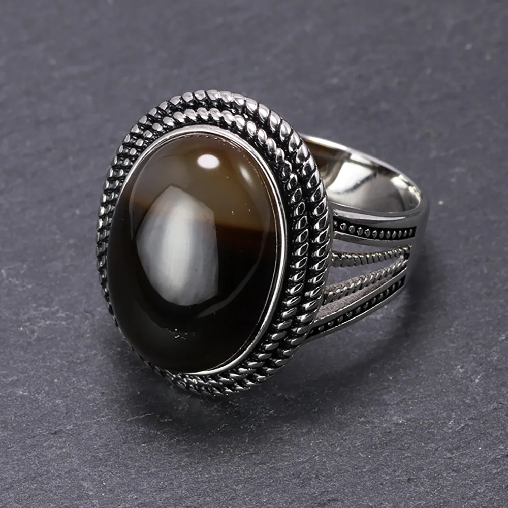 Натуральная 925 пробы Серебряные кольца Винтаж мужчин ювелирные изделия для