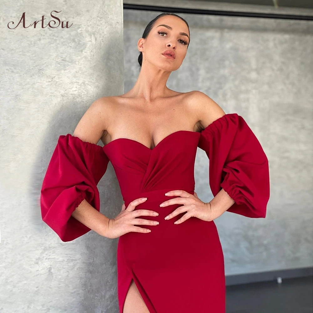 Арцу сексуальное платье с открытыми плечами Платье макси длинным рукавом