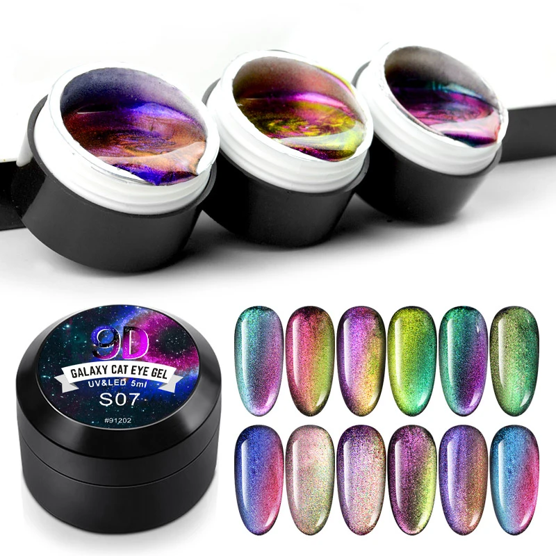 Гель лак для ногтей 12 видов цветов 9D Galaxy кошачий глаз 5 мл хамелеон Vision эмалевый