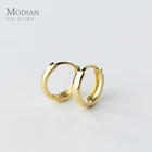 Modian Круглый Простой золотистый браслеты с подвесками женские серьги-кольца сверкающие 925 стерлингового серебра ювелирные изделия для женщин Свадебные серьги для официальных мероприятий