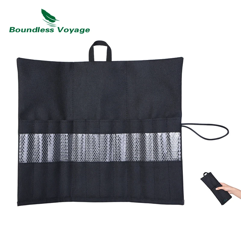 

Boundless Voyage Cutlery Roll Bag Tableware Storage Bag Knife Fork Spoon Arrange Bag Camping Portable Tent Pegs Carry Bag