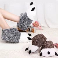 2021 winter warm man women home slippers animal panda paw plush slippers female thermal soft cotton indoor house shoes