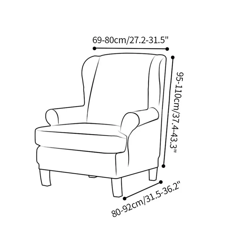 

Jacquard Wing Back Chair Slipcover Elastic Arm Chair Covers All-inclusive Armchair Couch Cover for Single Sofa Protector