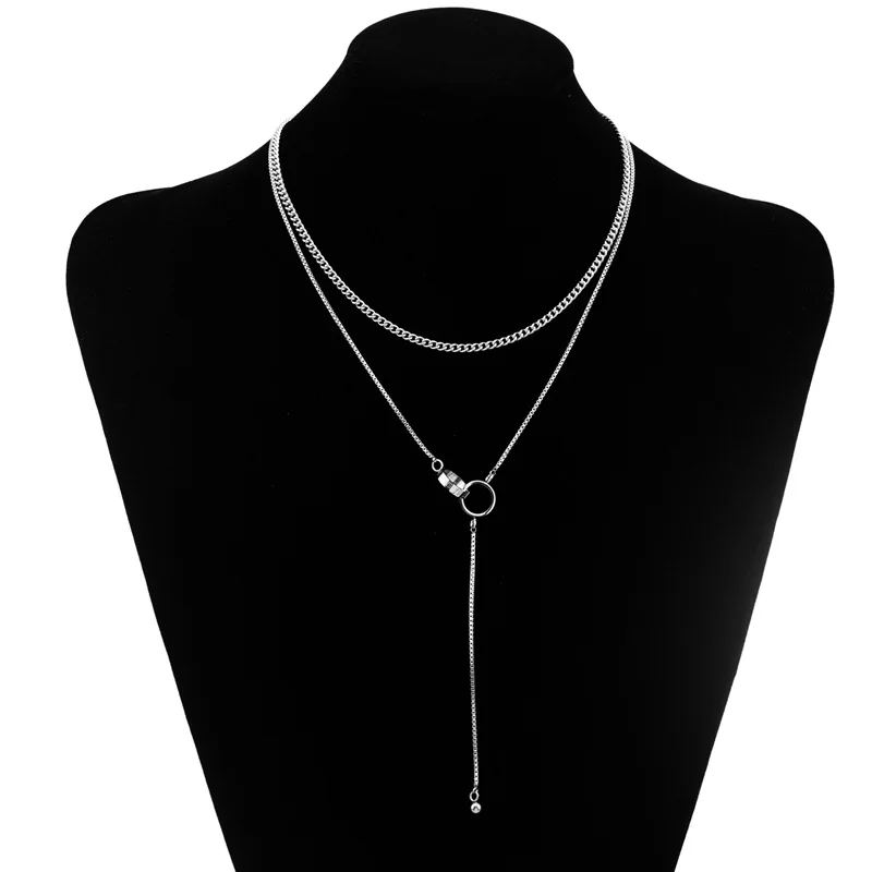 

Fashion Necklace Punk Men’s Jewelry Punk Pendant Tassel Chain Necklace Ladies Necklace Accessories colar aço inoxidável