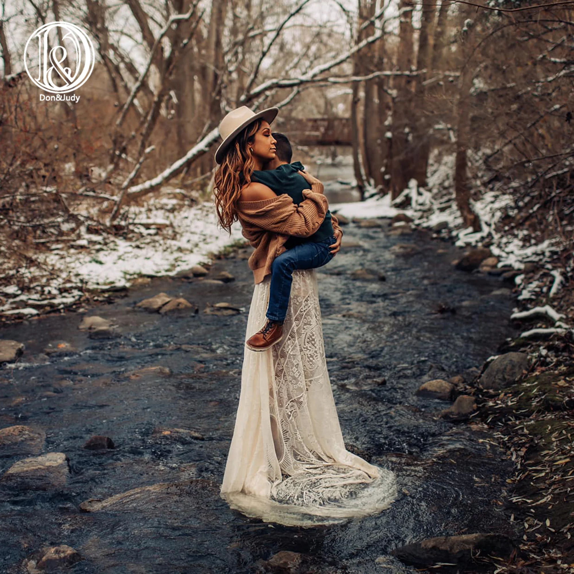 

Don&Judy Maternity Dresses For Photo Shoot Lace Skirt Pregnancy Dress Photography Props Maxi Gown For Pregnant Women 2022 New