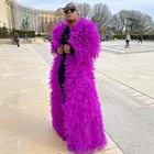 Уютное Пышное вечерние нее платье фиолетового цвета для фотосессии, Тюлевое пальто, длинный халат, пышный уличный халат с оборками спереди
