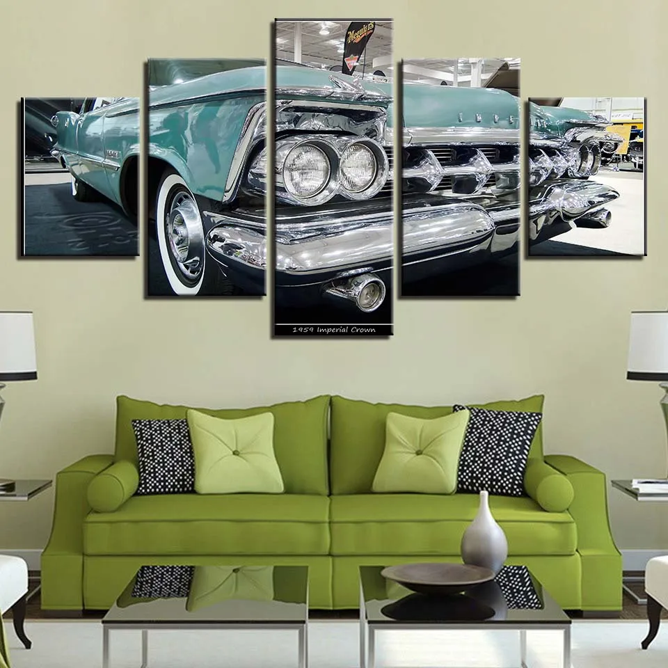 

HD Framework Home Decoration Pictures Printed Canvas 5 Panel Car Retro Living Room Wall Art Modular Cuadros Poster Painting