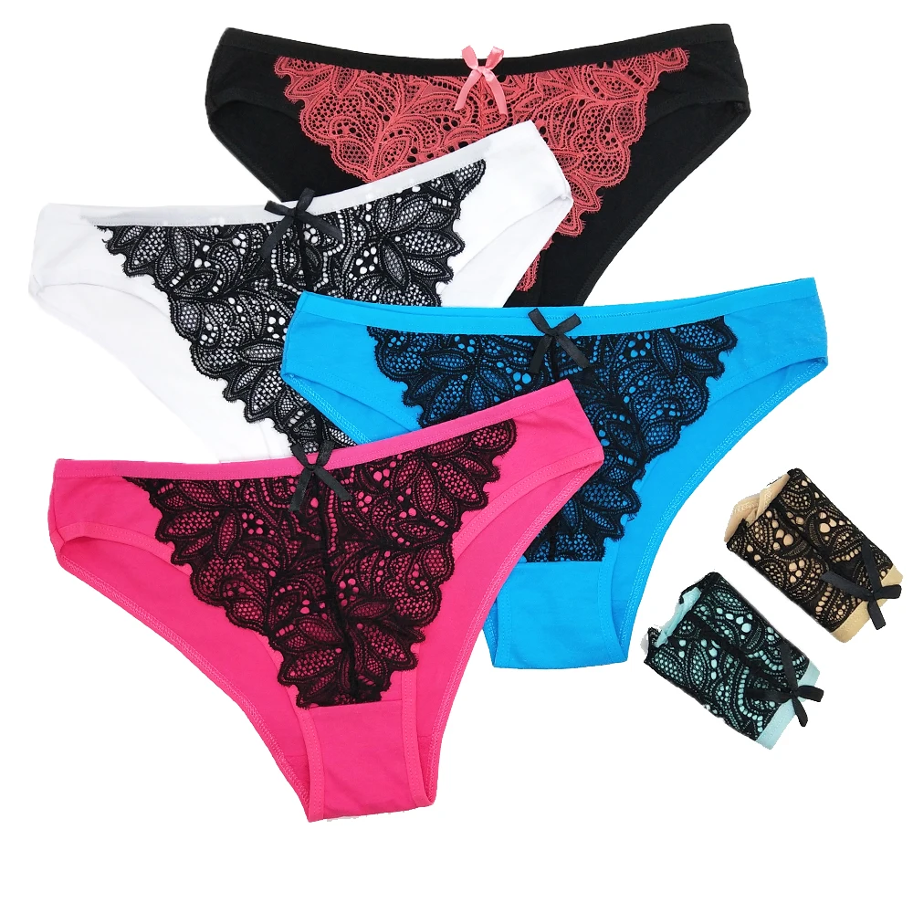 

6 Pcs/Lot Woman Panties Underwear Lace Sexy Briefs Lingerie Ladies Cotton Comfortable Pantys Underpants Femme Female Intimates