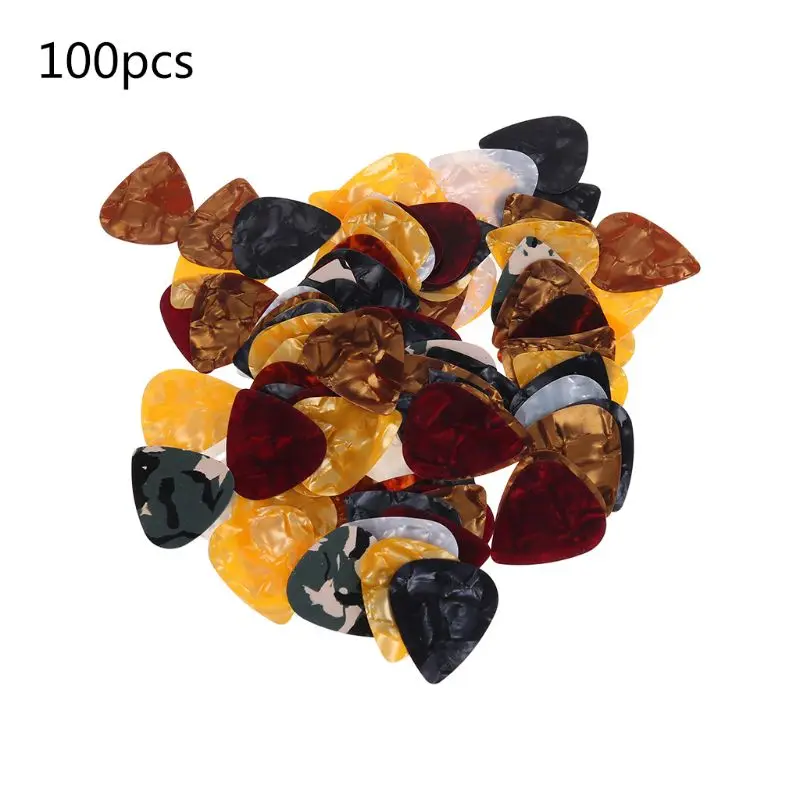 

Guitar Pick Plectrum 100pcs Triangle Celluloid Instruments 0.46mm Random Color